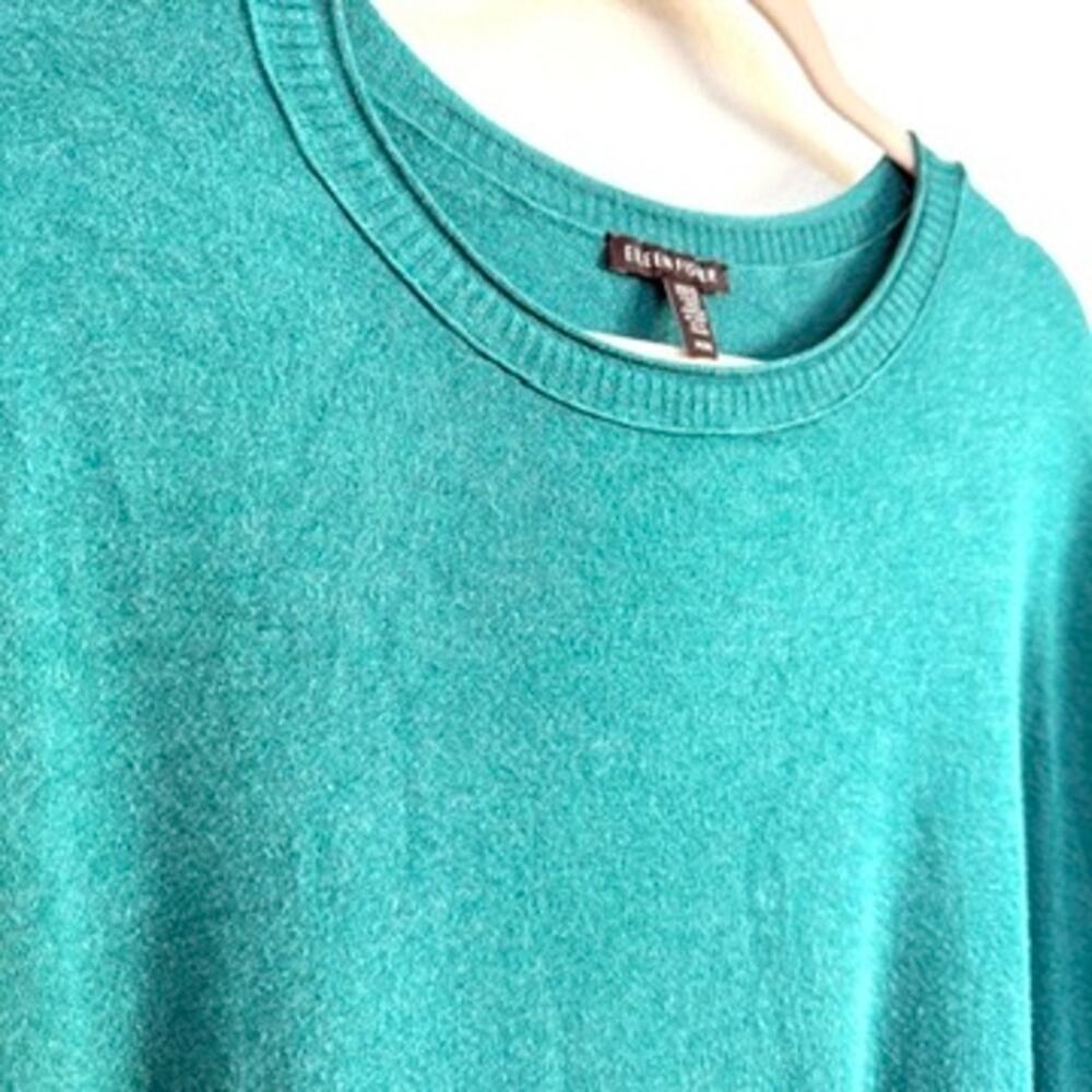 EILEEN FISHER Italian Yarn Boxy Sweater Green Relaxed Fit Viscose L Lagenlook - Picture 3 of 5